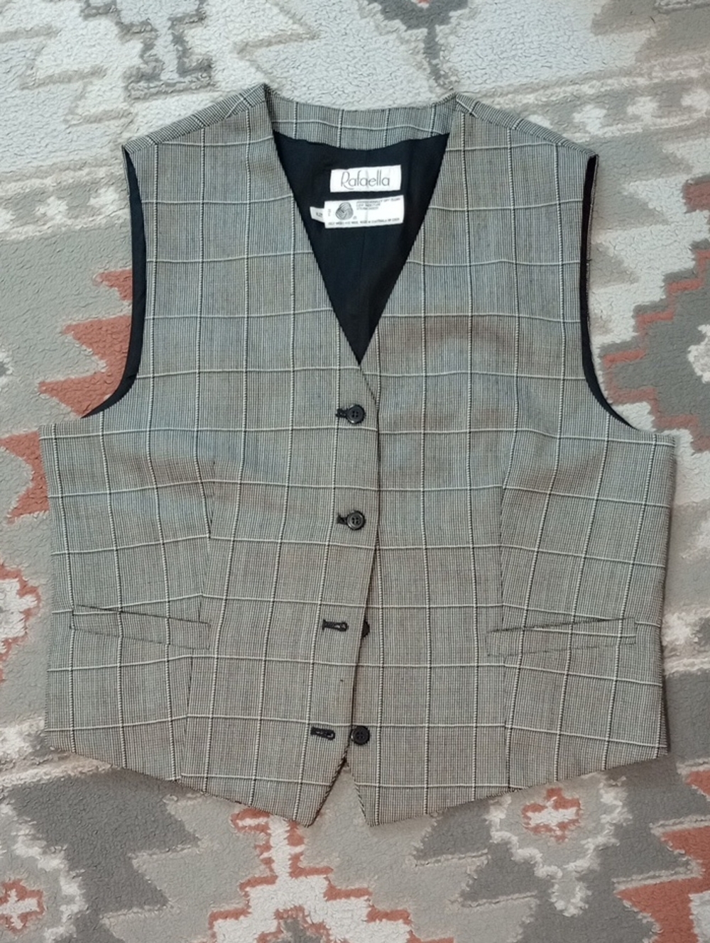 Rafaella Women's Gray Plaid Vest